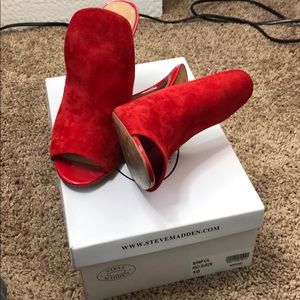 Red suede heels